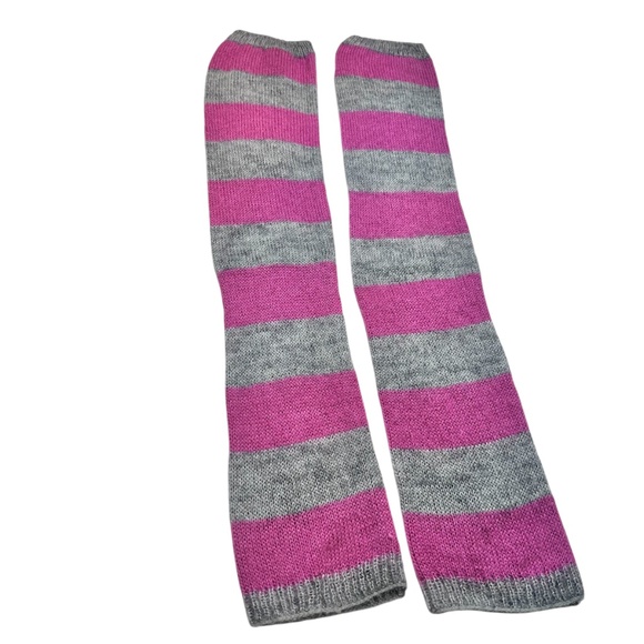 Vintage 90's Pink Gray Stripes Leg Warmers - Picture 5 of 8